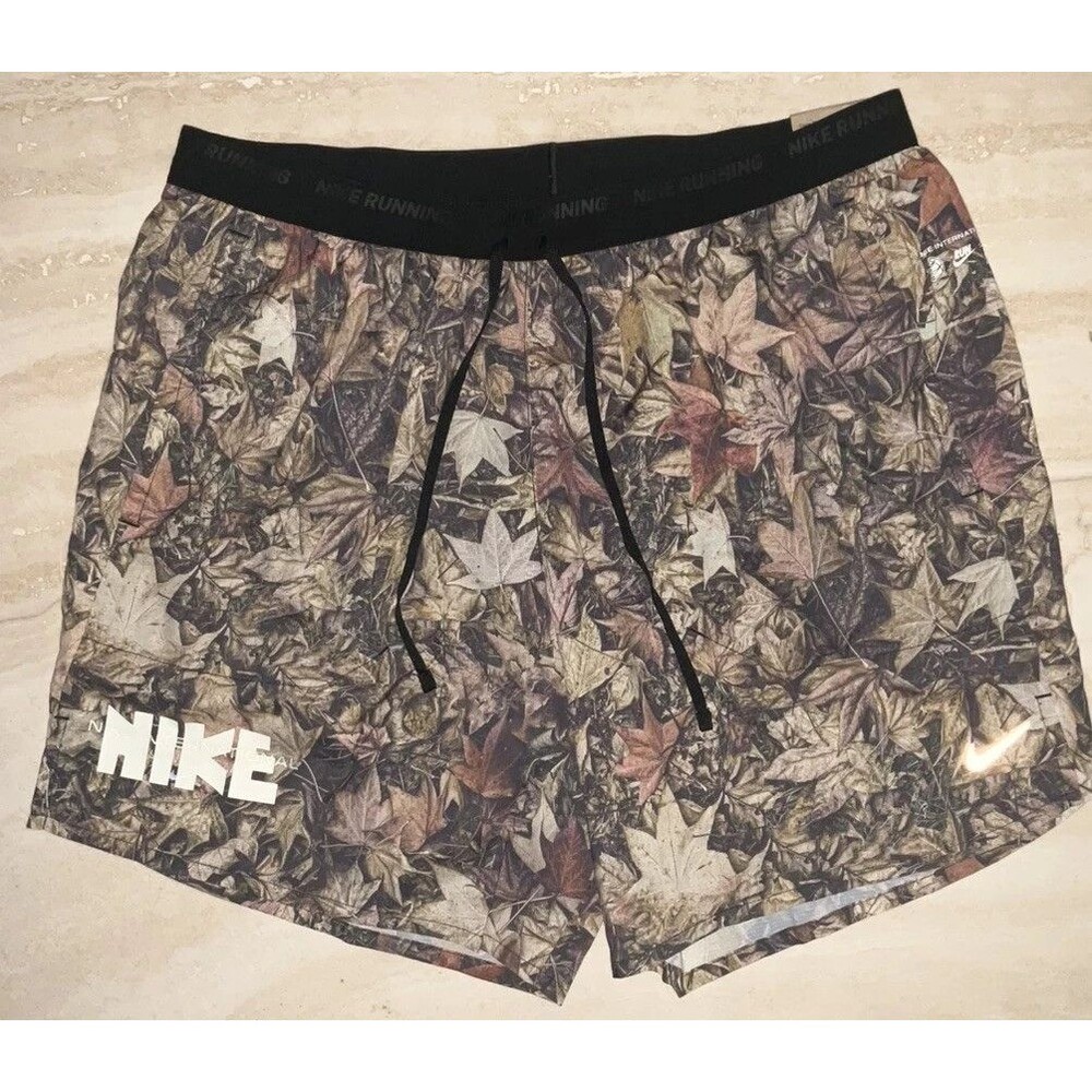 Nike Stride Dri-FIT 7" Running Shorts Camo Leaf Print IH4512-011 Mens Large NEW